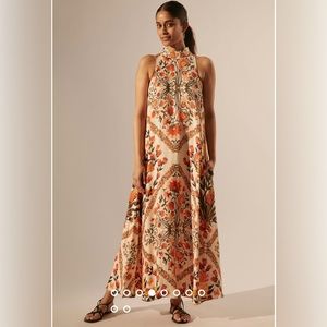 NWT Farm Rio for Anthropologie floral halter maxi dress